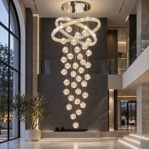 Saige Luxury Staircase Chandelier Silver / 19 / Warm White 3000K Modern Chandelier