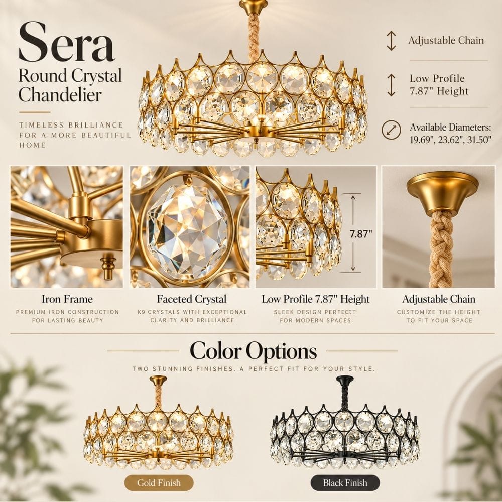 Sera Round Crystal Chandelier Modern Chandelier