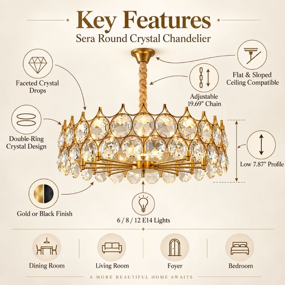 Sera Round Crystal Chandelier Modern Chandelier