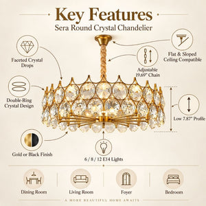 Sera Round Crystal Chandelier Modern Chandelier