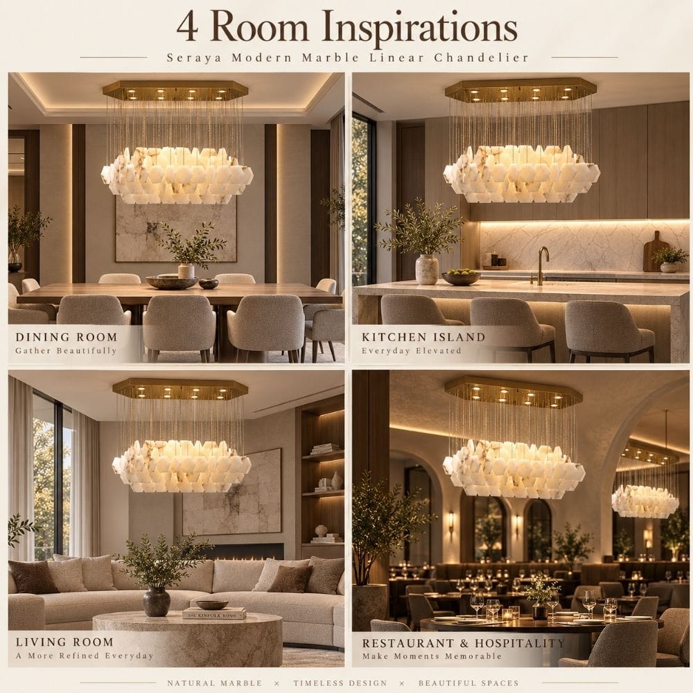 Seraya Modern Marble Linear Chandelier Modern Chandelier