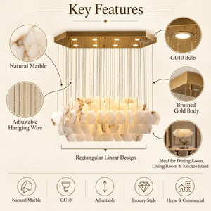 Seraya Modern Marble Linear Chandelier Modern Chandelier