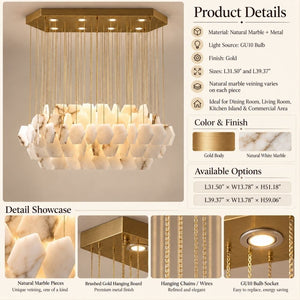 Seraya Modern Marble Linear Chandelier Modern Chandelier