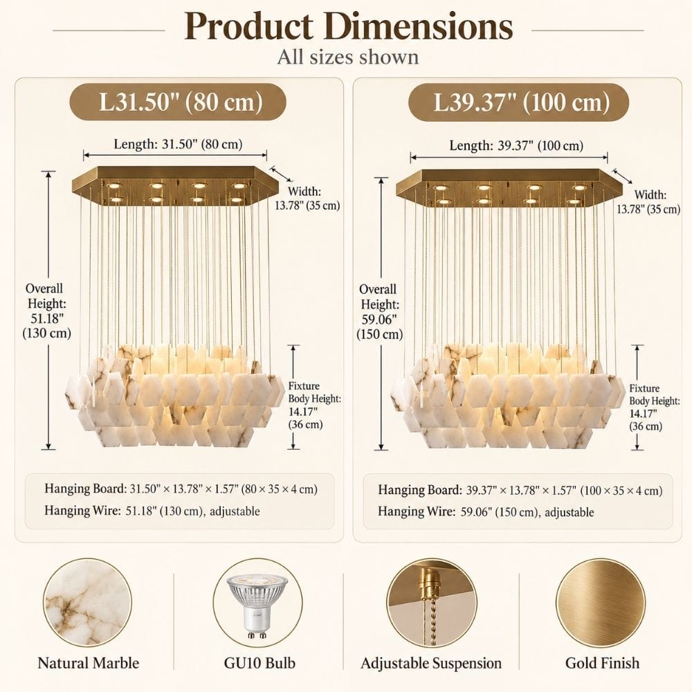 Seraya Modern Marble Linear Chandelier Modern Chandelier