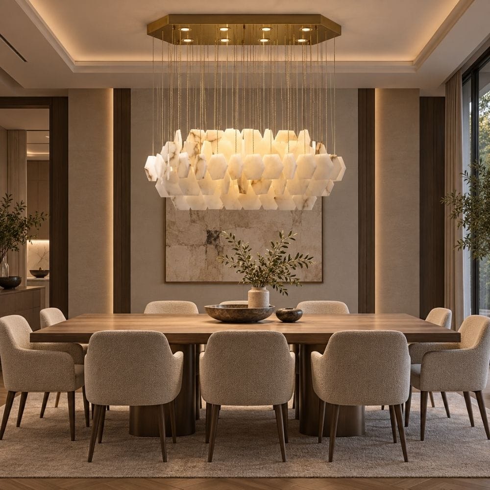 Seraya Modern Marble Linear Chandelier L31.5" (80 cm) / Warm White 2700K Modern Chandelier