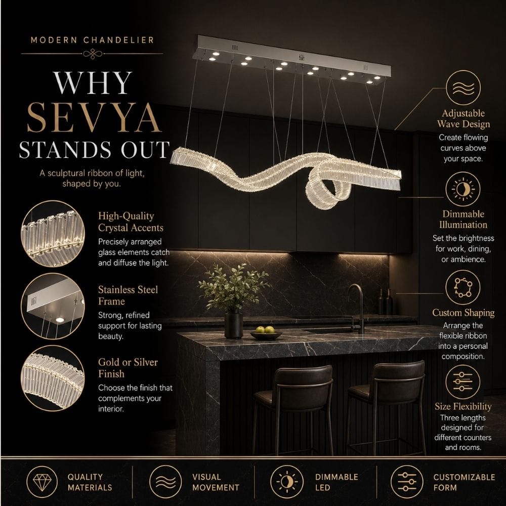 Sevya Kitchen Island Crystal Chandelier Modern Chandelier