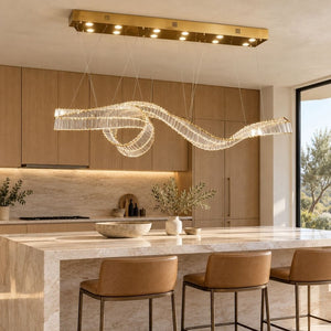 Sevya Kitchen Island Crystal Chandelier Gold / L39.4'' / Warm White 3000K Modern Chandelier