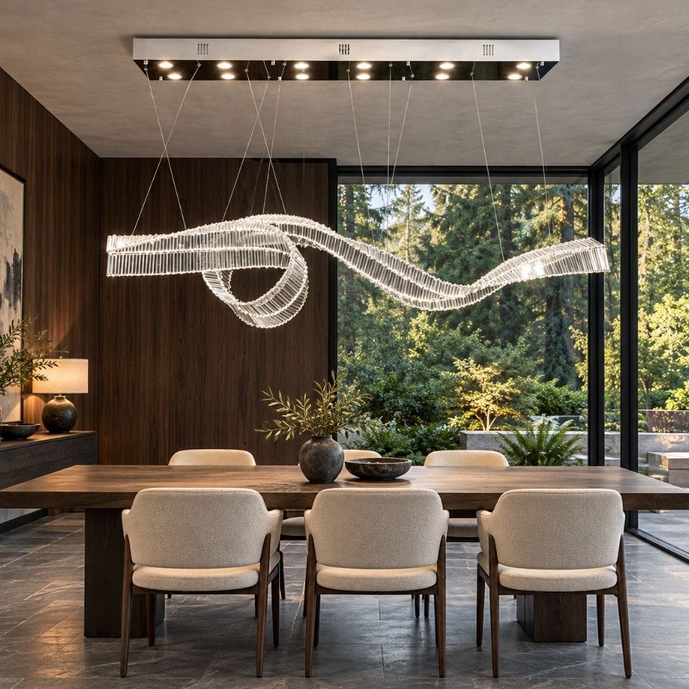 Sevya Kitchen Island Crystal Chandelier Silver / L39.4'' / Warm White 3000K Modern Chandelier