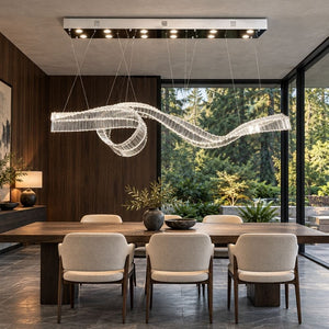 Sevya Kitchen Island Crystal Chandelier Silver / L39.4'' / Warm White 3000K Modern Chandelier