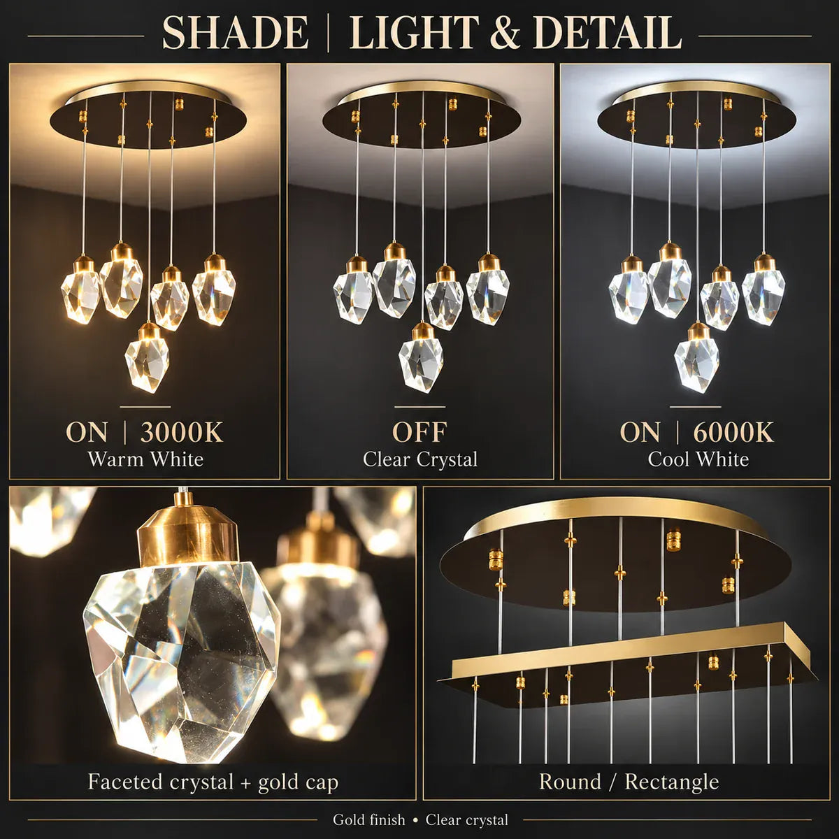 Shade Crystal Stone Chandelier Modern Chandelier