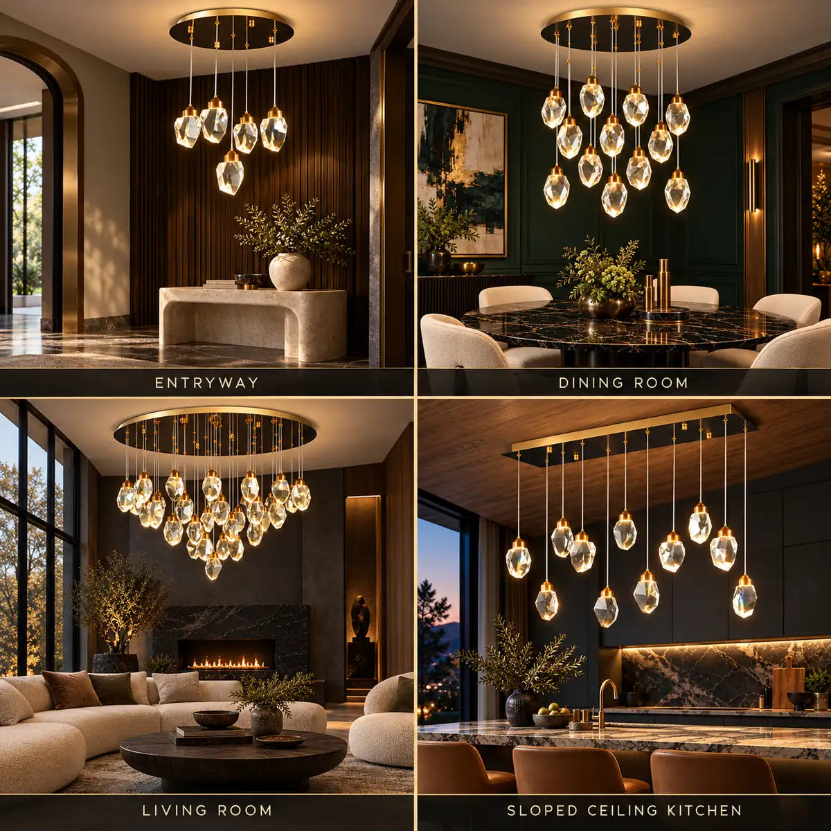 Shade Crystal Stone Chandelier Modern Chandelier