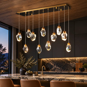 Shade Crystal Stone Chandelier Rectangle 11 / Warm White 3000K Modern Chandelier