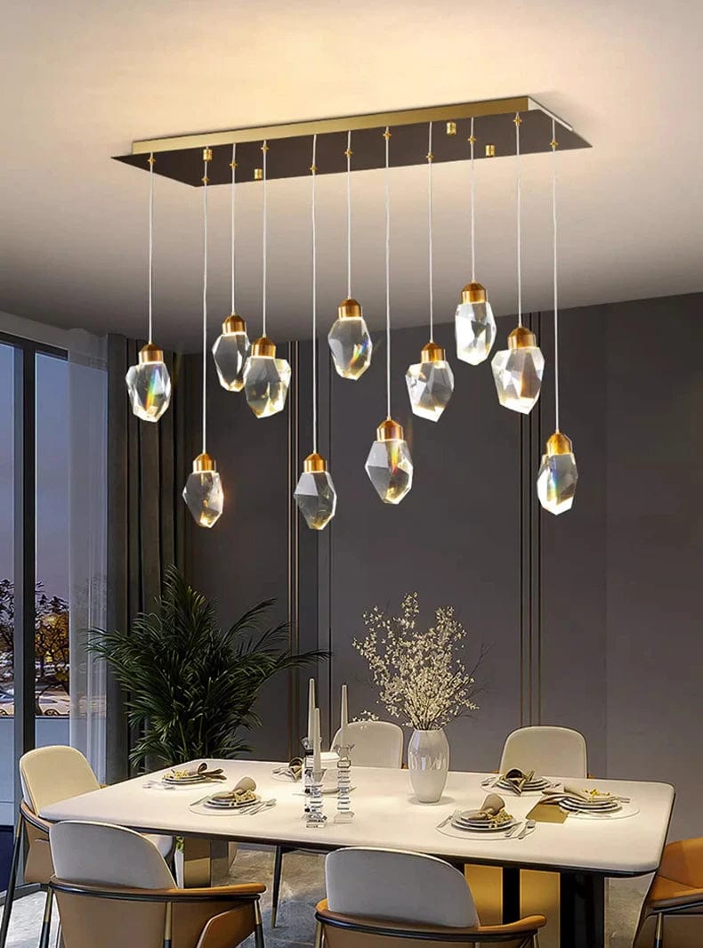 Shade Crystal Stone Chandelier Rectangle 11 / Warm White 3000K Modern Chandelier