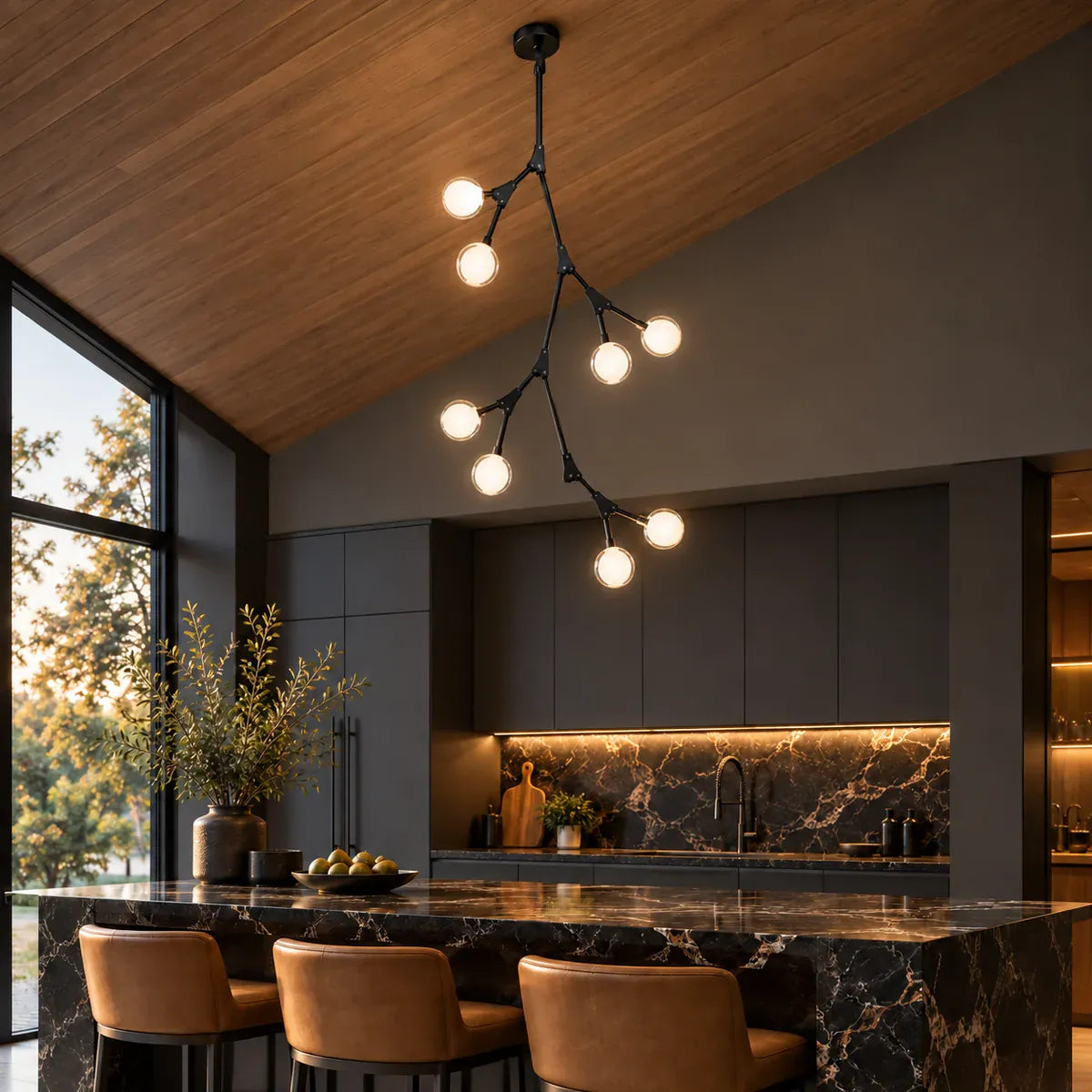 Shaw Branch Staircase Chandelier Black / 8 / Frosted Modern Chandelier