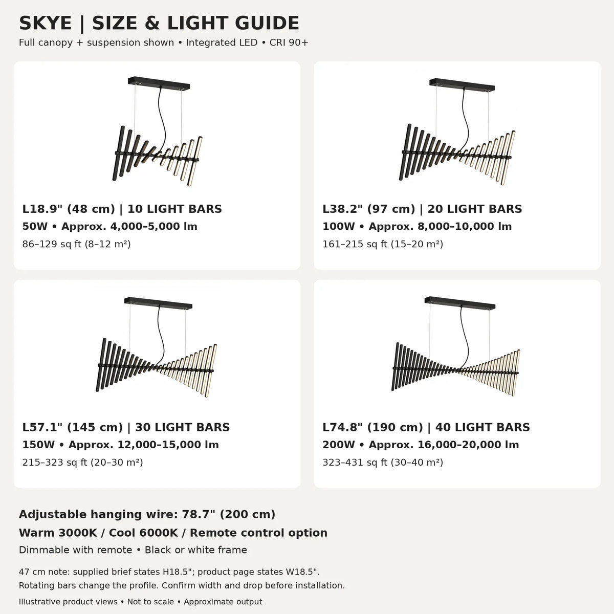 Skye Linear Contemporary Chandelier Modern Chandelier