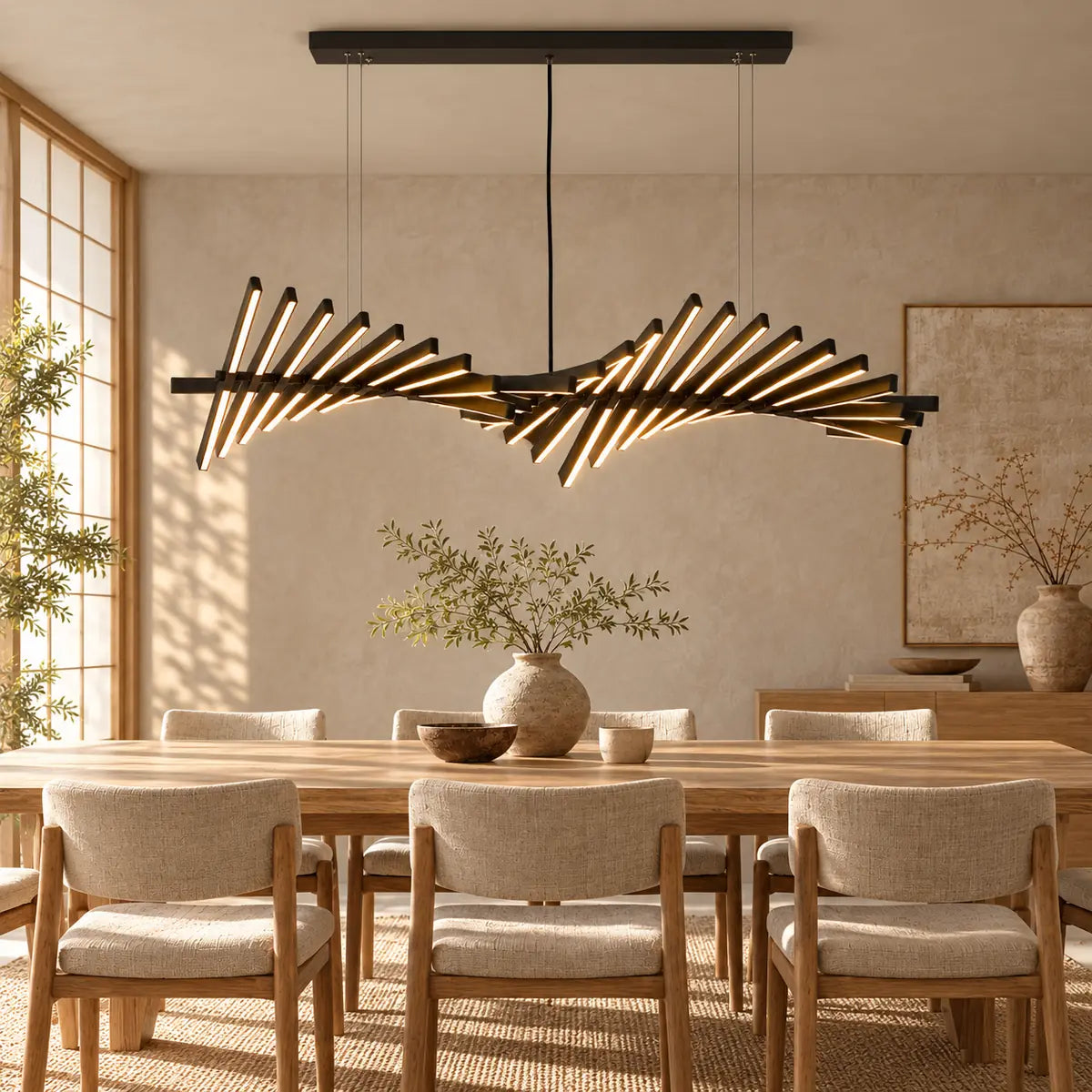 Skye Linear Contemporary Chandelier Black / L18.9" (48 cm) Modern Chandelier