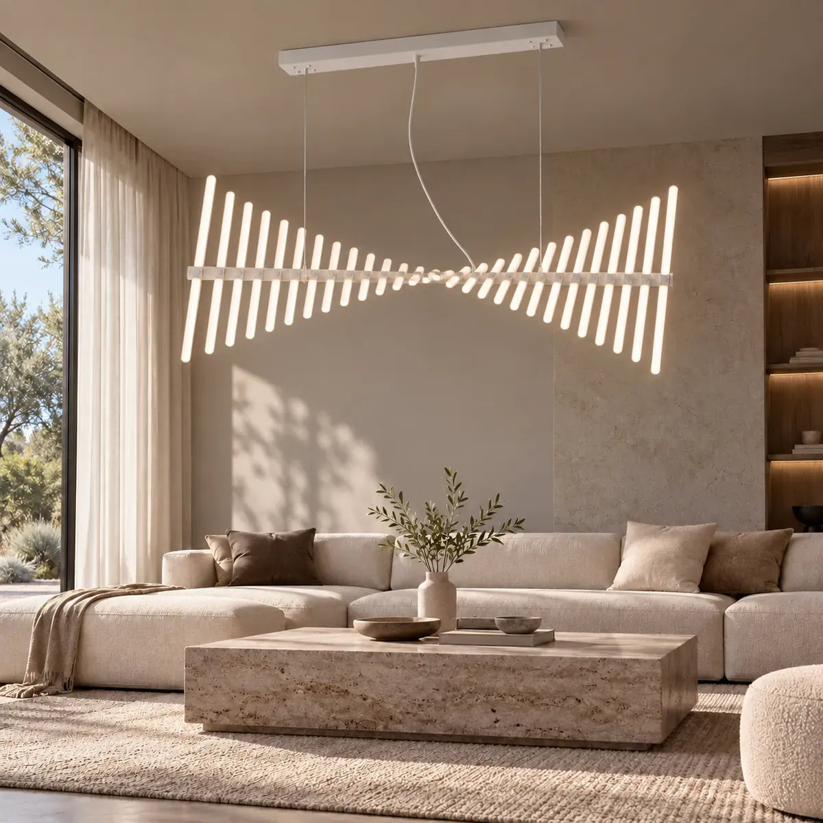 Skye Linear Contemporary Chandelier White / L18.9" (48 cm) Modern Chandelier