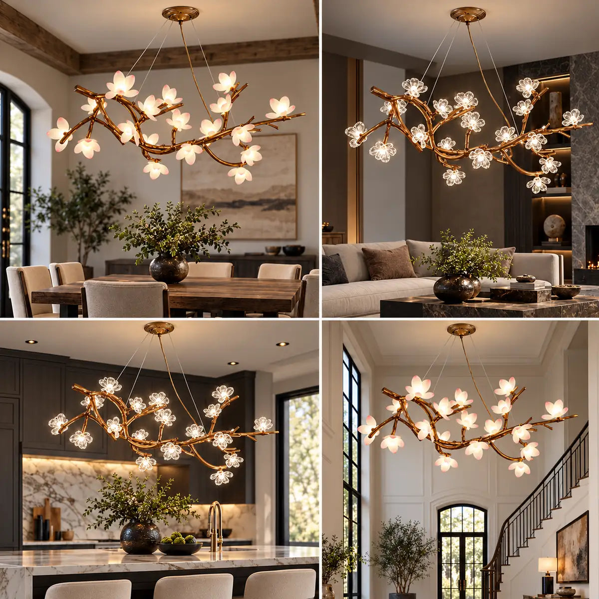 Solis Rustic Flower Branch Chandelier Modern Chandelier