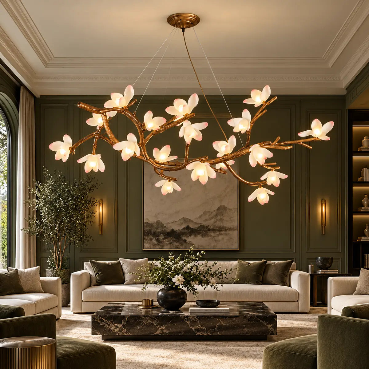 Solis Rustic Flower Branch Chandelier Modern Chandelier