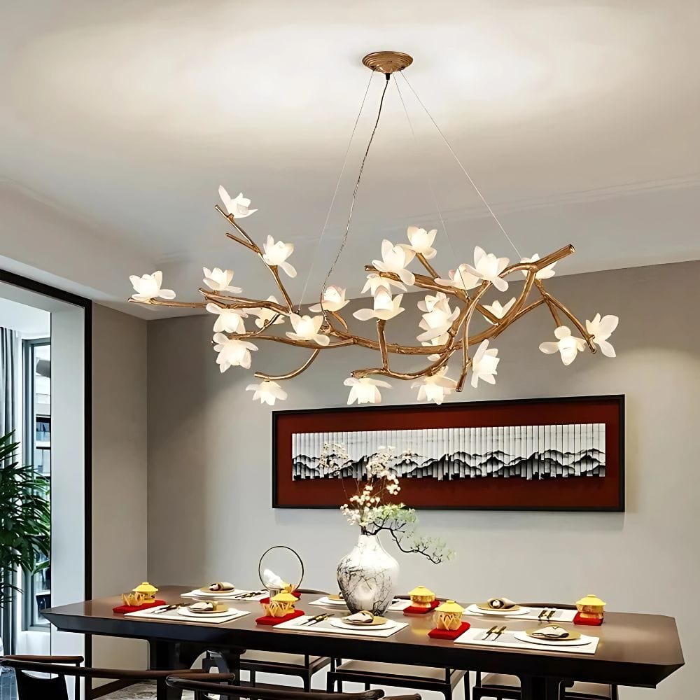 Solis Rustic Flower Branch Chandelier Cold White / 22 / Warm White 3000K Modern Chandelier