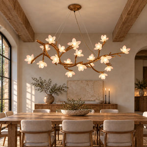 Solis Rustic Flower Branch Chandelier White / L45.3" (115 cm) / Warm White 3000K Modern Chandelier