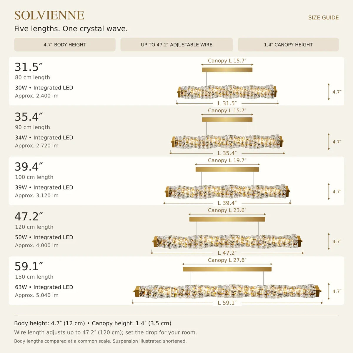 Solvienne Crystal Wave Linear Chandelier Modern Chandelier
