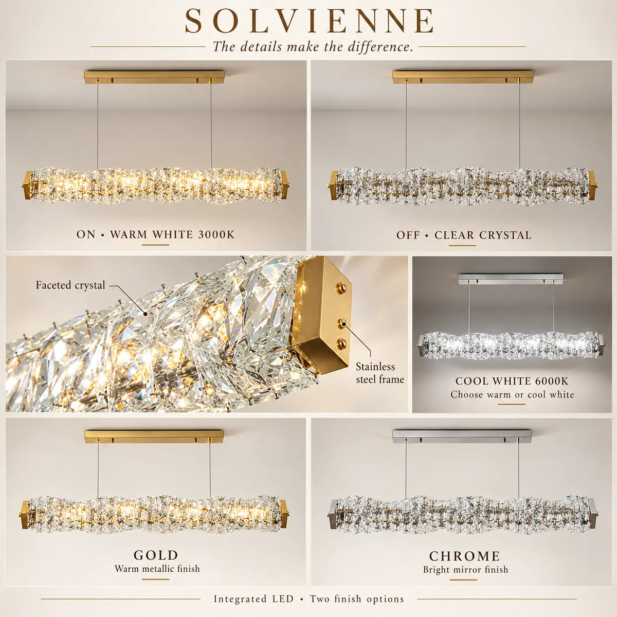 Solvienne Crystal Wave Linear Chandelier Modern Chandelier