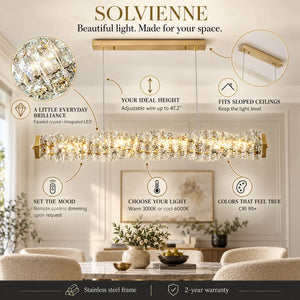 Solvienne Crystal Wave Linear Chandelier Modern Chandelier