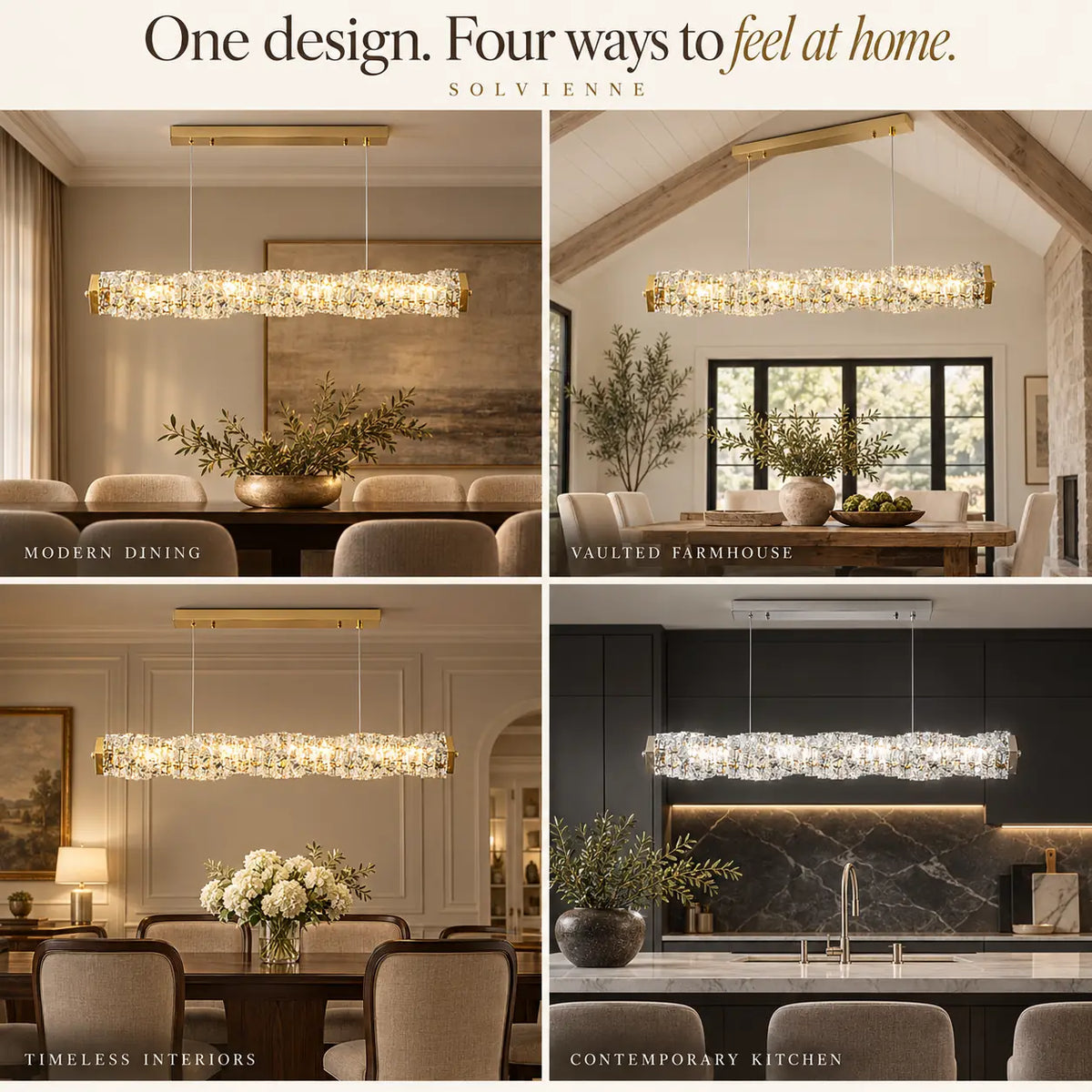 Solvienne Crystal Wave Linear Chandelier Modern Chandelier