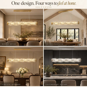Solvienne Crystal Wave Linear Chandelier Modern Chandelier