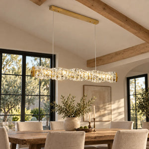 Solvienne Crystal Wave Linear Chandelier Modern Chandelier