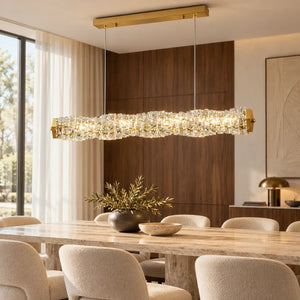 Solvienne Crystal Wave Linear Chandelier Gold / L31.50" (80 cm) / Warm Light 2700K Modern Chandelier