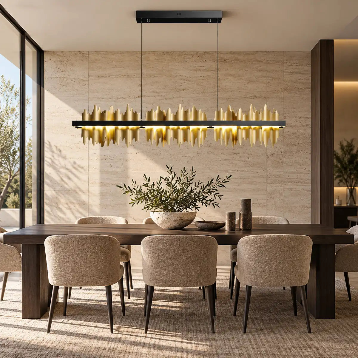 Sophia Minimalist Dining Room Chandelier Black / Warm White 3000K Modern Chandelier