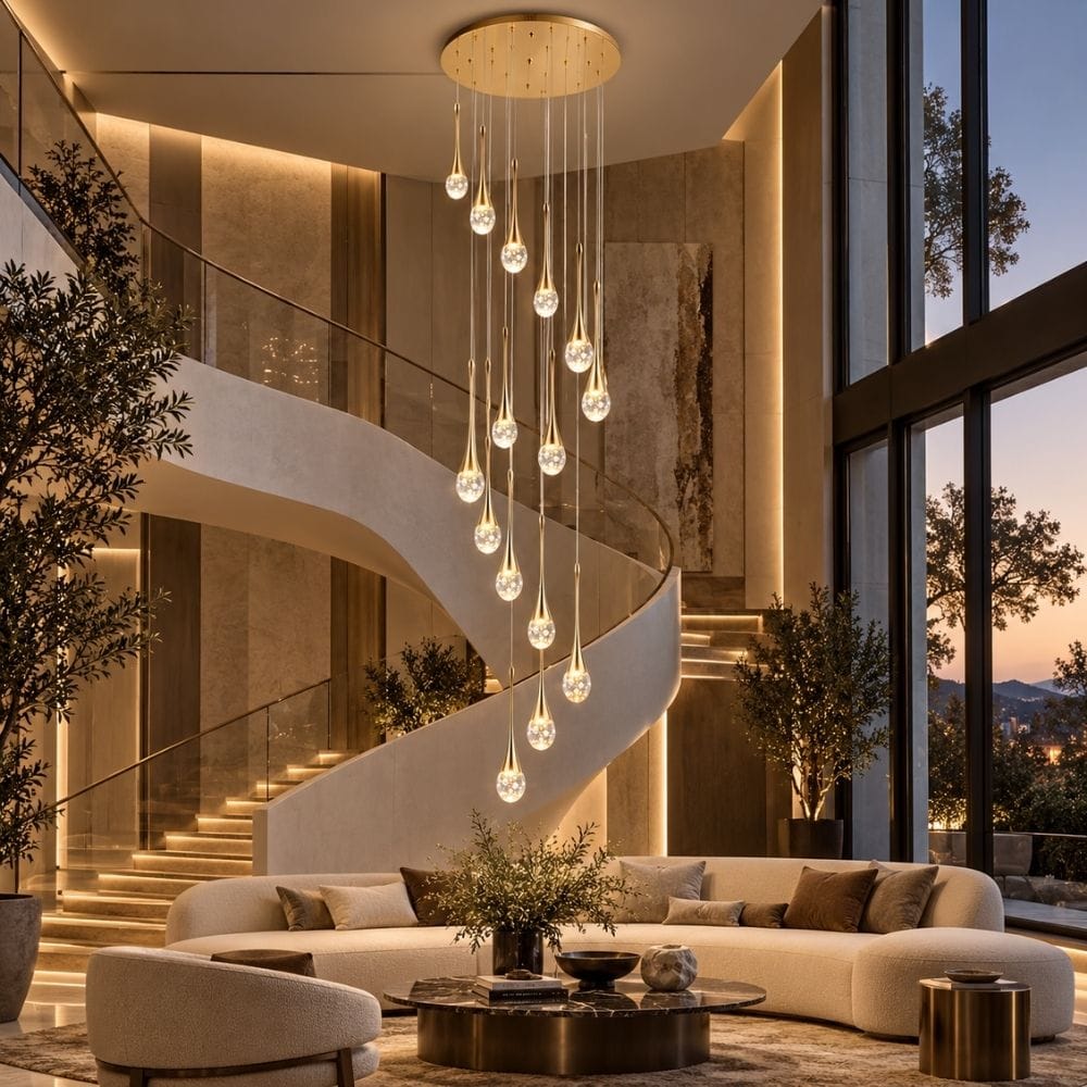 Soul Crystal Staircase Chandelier Gold / 3 / Warm White 3000K Modern Chandelier
