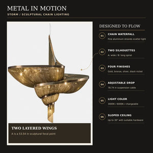 Storm Modern Long Chain Chandelier Modern Chandelier