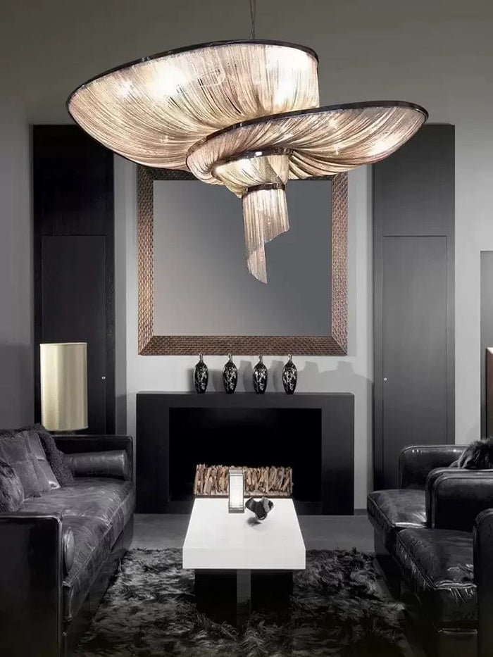 Storm Modern Long Chain Chandelier cascading metal chains