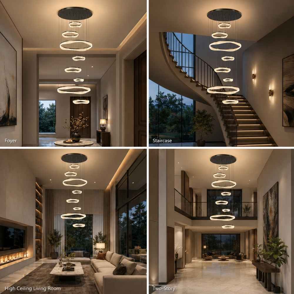 Sue Modern Ring Staircase Chandelier Modern Chandelier