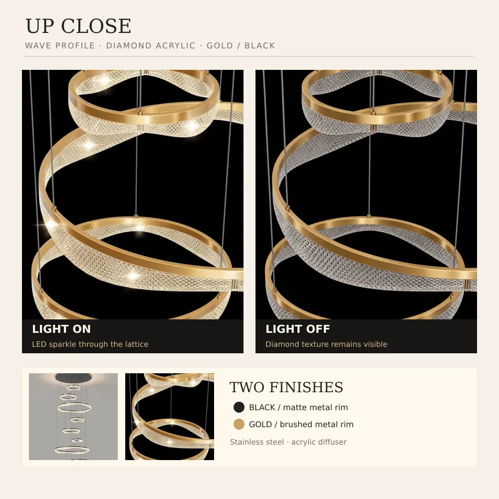 Sue Modern Ring Staircase Chandelier Modern Chandelier