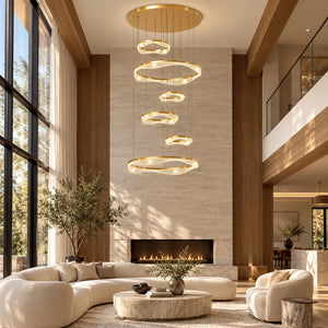 Sue Modern Ring Staircase Chandelier Gold / 6 / Warm White 3000K Modern Chandelier