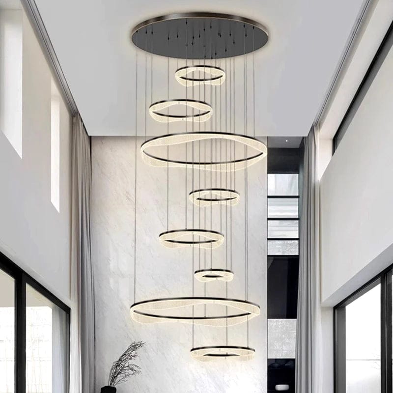 Sue Modern Ring Staircase Chandelier Gold / 6 / Warm White 3000K Modern Chandelier