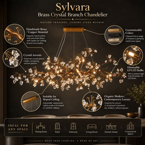Sylvara Brass Crystal Branch Chandelier Modern Chandelier
