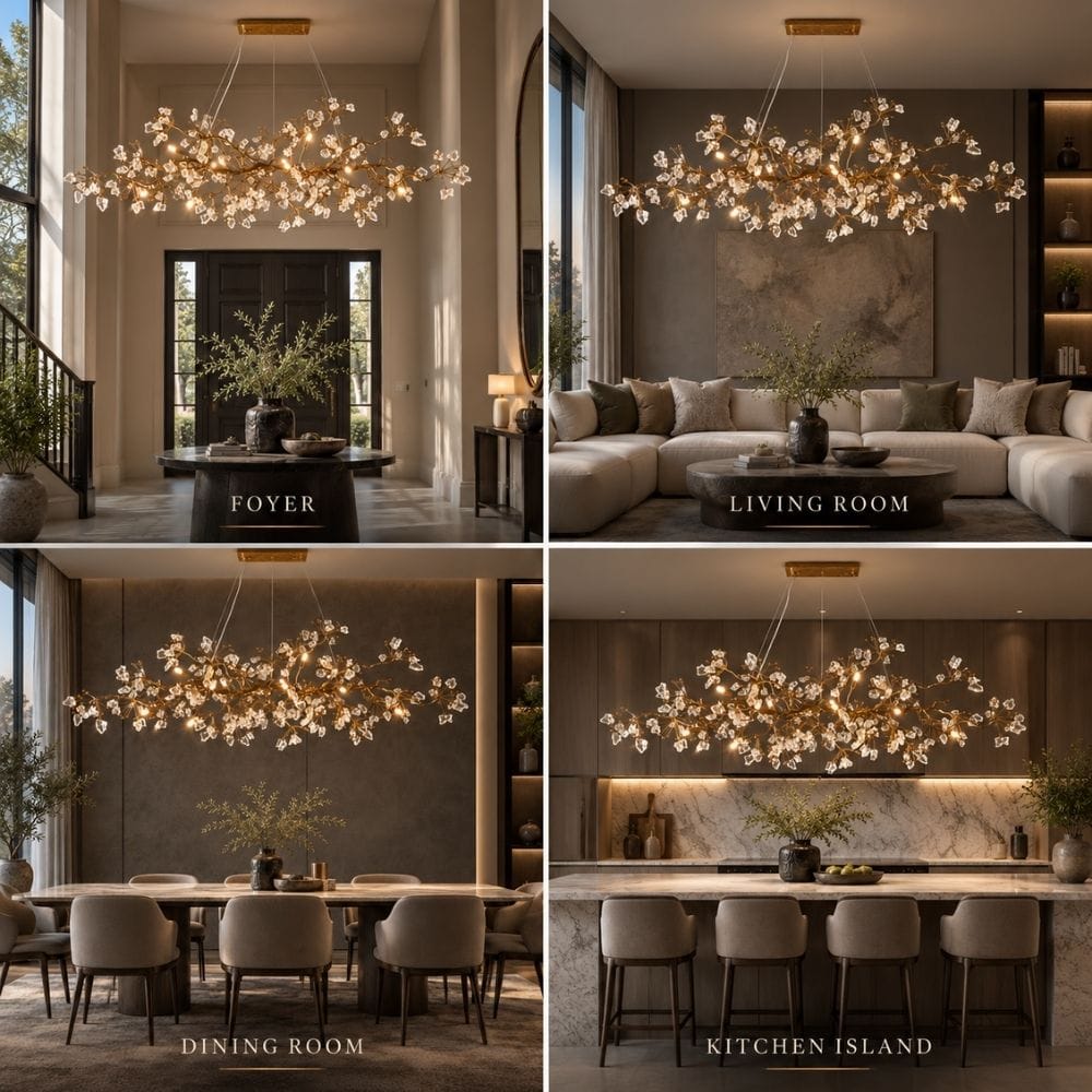 Sylvara Brass Crystal Branch Chandelier Modern Chandelier