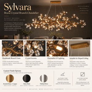 Sylvara Brass Crystal Branch Chandelier Modern Chandelier