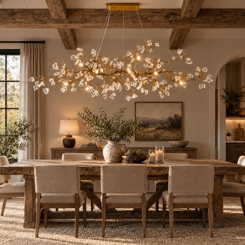 Sylvara Brass Crystal Branch Chandelier Modern Chandelier