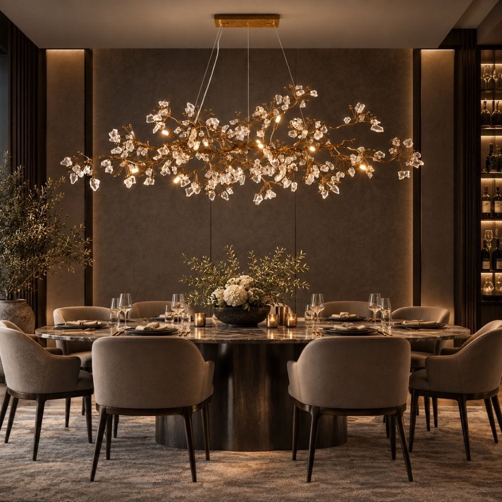 Sylvara Brass Crystal Branch Chandelier Modern Chandelier