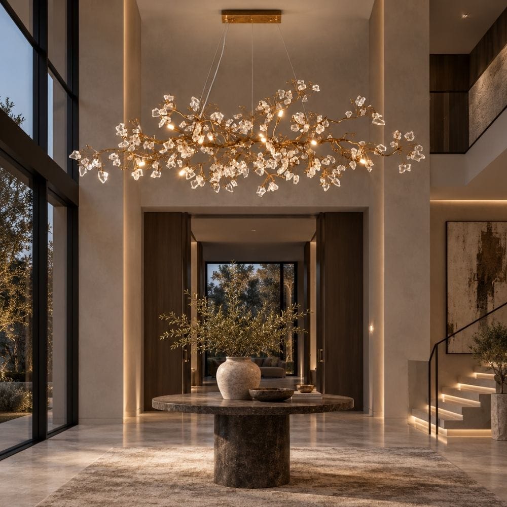 Sylvara Brass Crystal Branch Chandelier Modern Chandelier