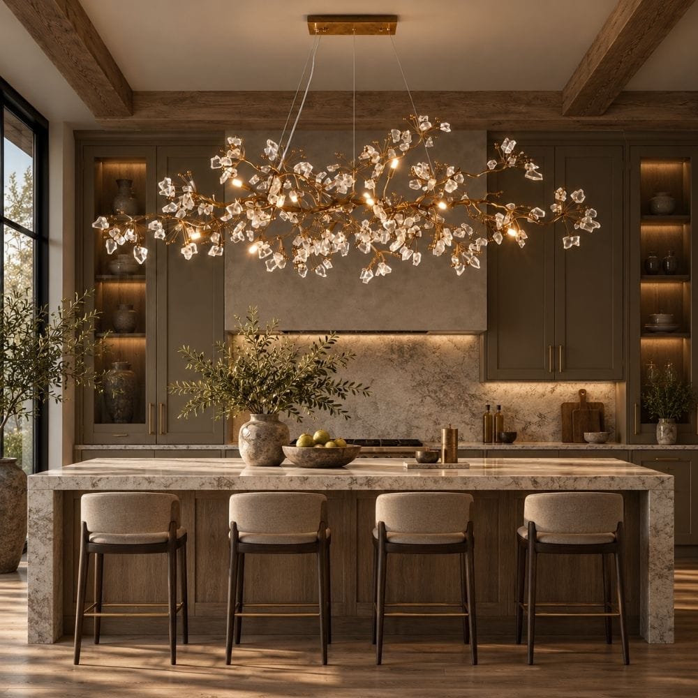 Sylvara Brass Crystal Branch Chandelier Modern Chandelier