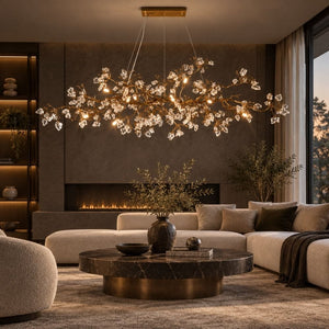 Sylvara Brass Crystal Branch Chandelier Brass / L47.24" (120 cm) / Warm Light 3000K Modern Chandelier