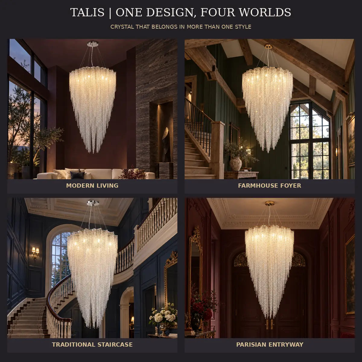 Talis Crystal Cascade Chandelier Modern Chandelier