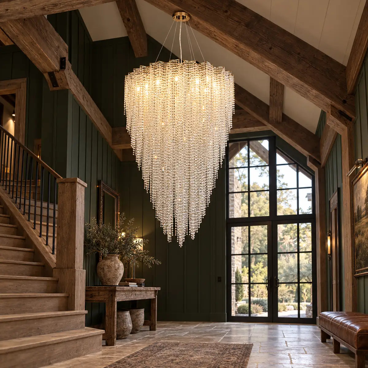 Talis Crystal Cascade Chandelier H47.2'' (120cm) / Gold / Warm White 3000K Modern Chandelier